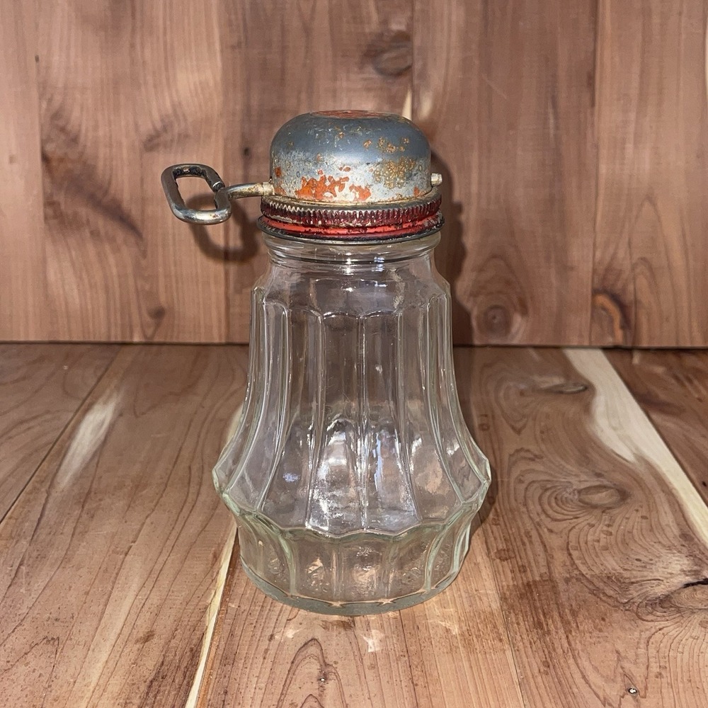 Vintage FEDERAL TOOL CORP Chicago Nut Cheese Chopper Grinder Glass Jar Turn Key